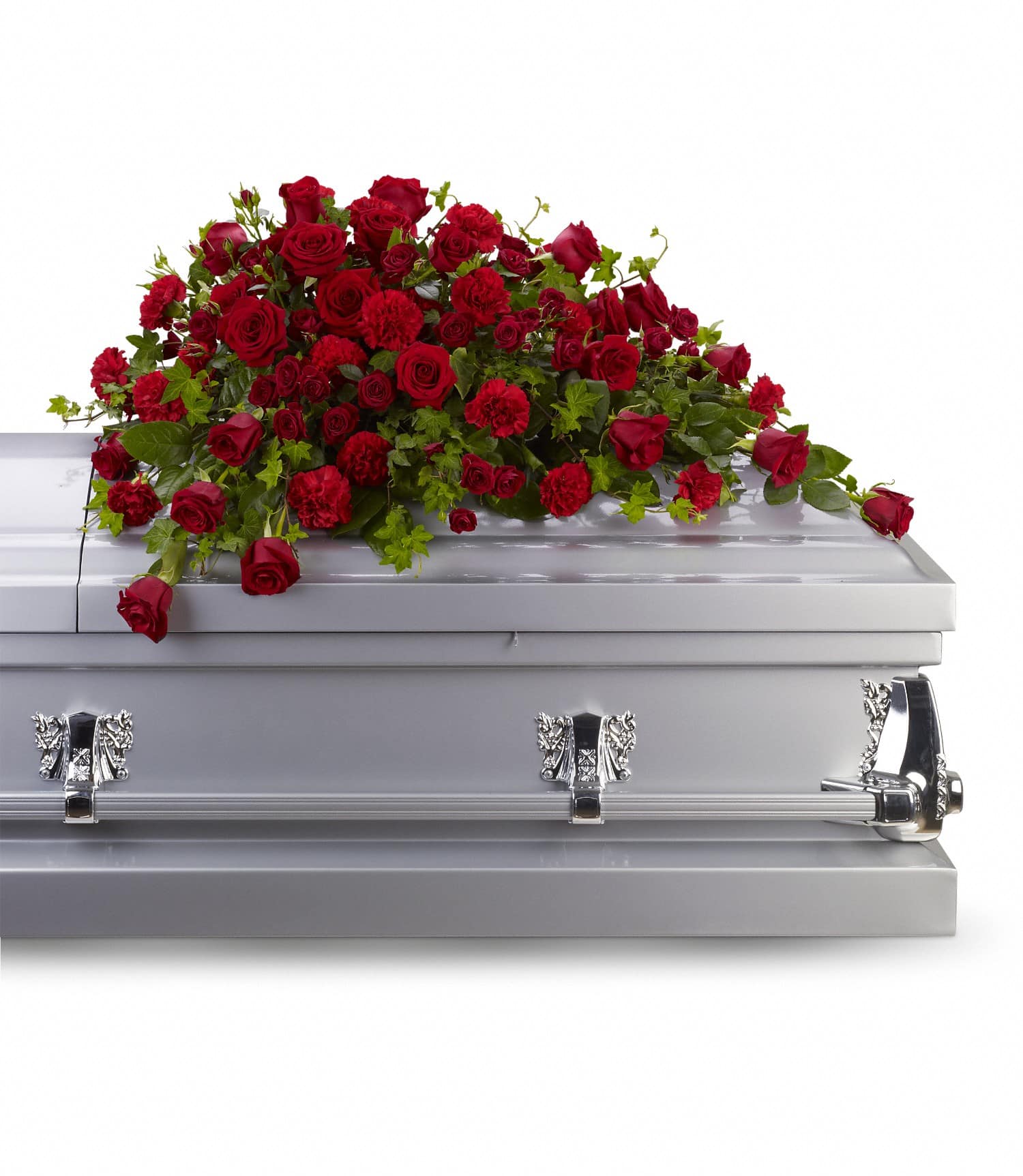 Red Rose Reverence Casket Piece